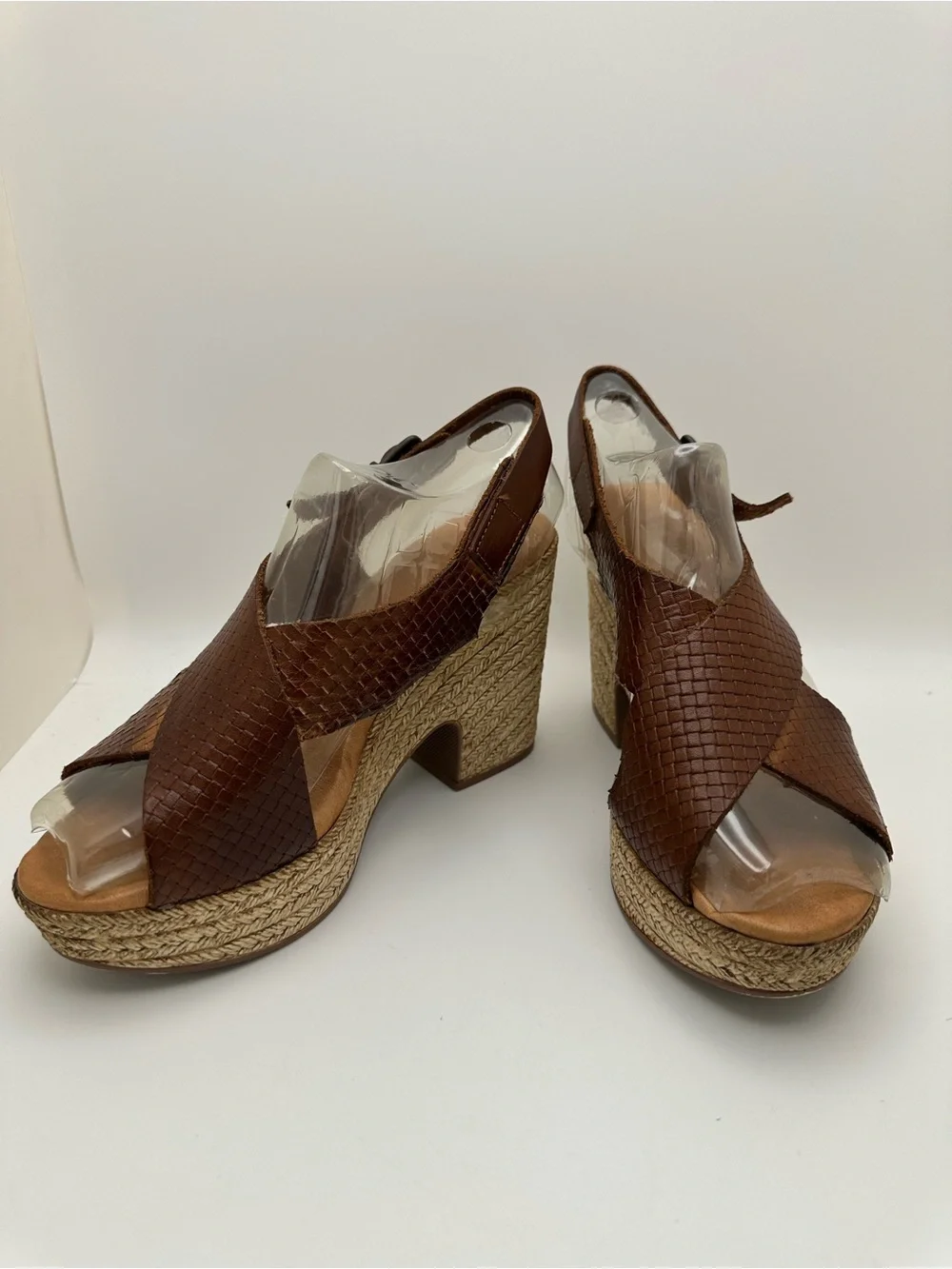 Aplauso Women's made in Spain Brown Woven Espadrille Wedge Sandals w/Slingback